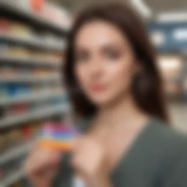 A young graduate confidently using a credit card in a store