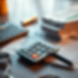 A calculator and medical bills on a table