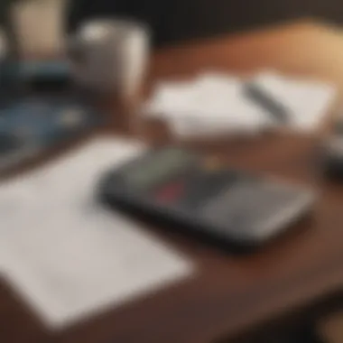 Calculator and travel itinerary on a desk