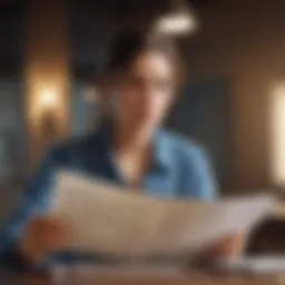 A person evaluating loan documents with a thoughtful expression