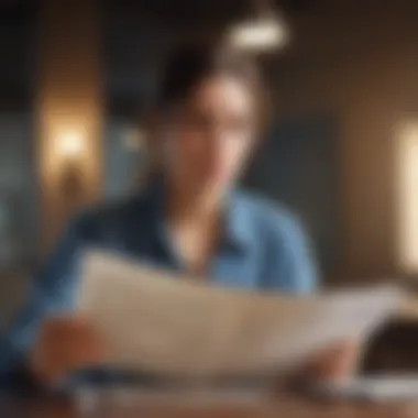 Evaluating Loan Options A person evaluating loan documents with a thoughtful expression