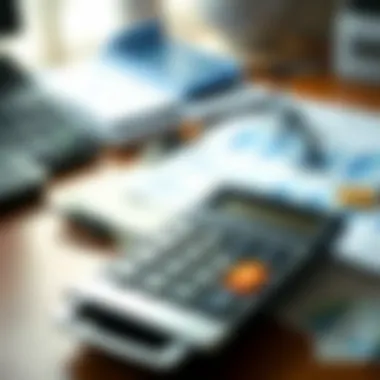 A calculator and financial documents on a desk