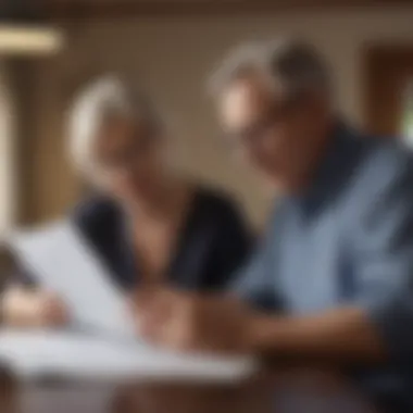 Senior couple reviewing insurance documents