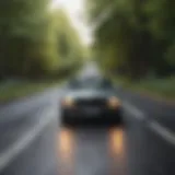 Car on a road without visible title documents