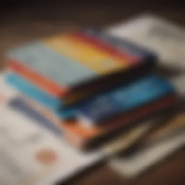 Credit Cards and Financial Documentation Close-up of credit cards stacked with financial documents