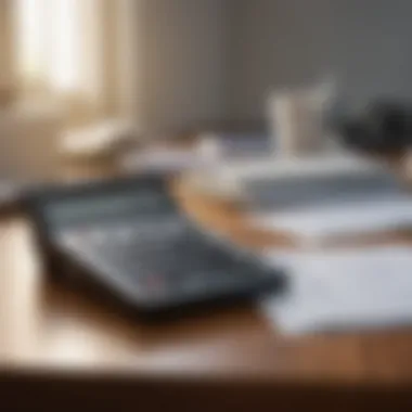 Calculator and loan application on a desk