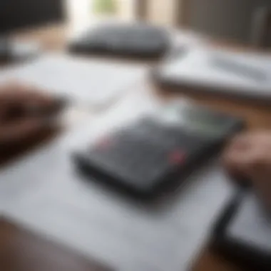 A person analyzing an accident report with a calculator