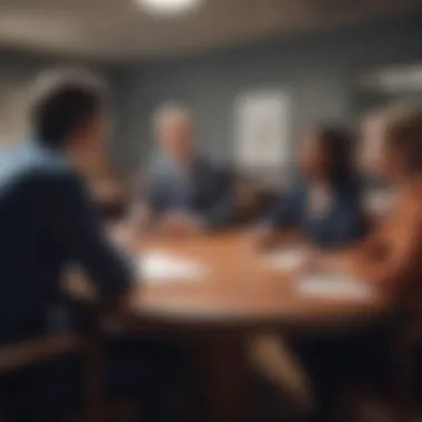 A diverse group of individuals discussing financial options at a credit union