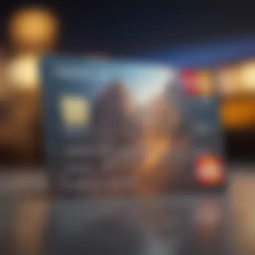 Close up of a credit card against a blurred travel background