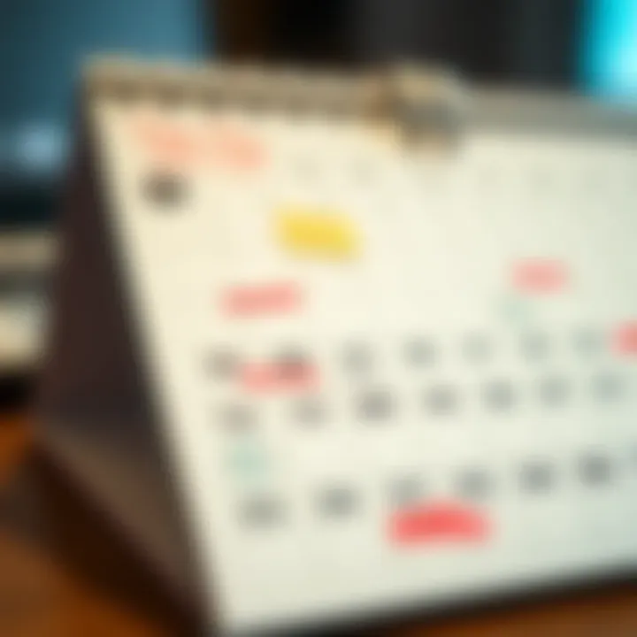 Calendar with bill payment reminders