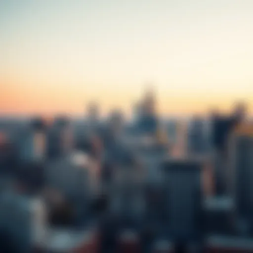 A panoramic view of Philadelphia's skyline featuring major banks