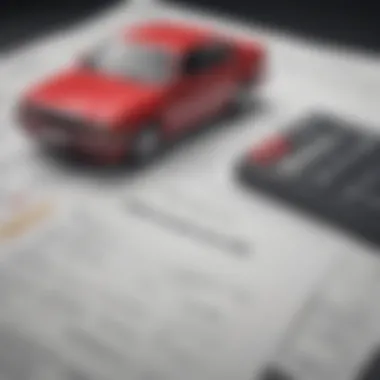 Analyzing Car Loan Payments Calculator and financial documents representing car loan analysis