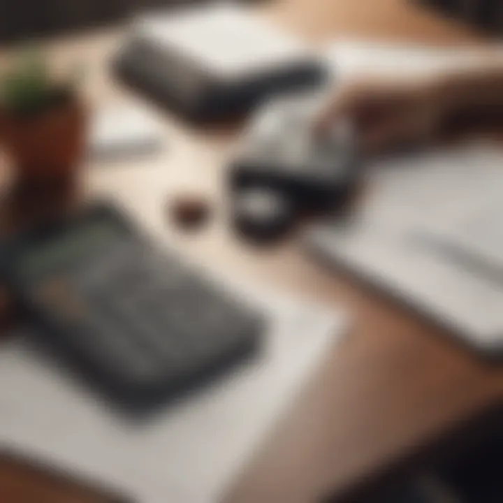 A calculator and financial documents on a table