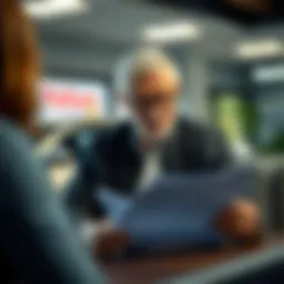 A senior examining insurance documents